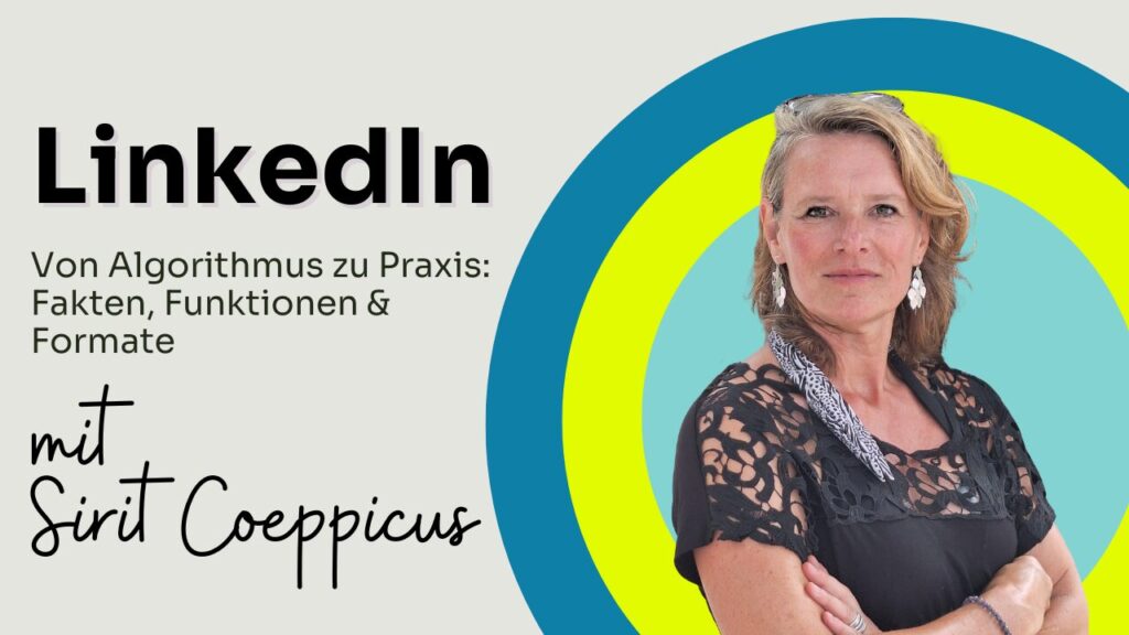 LinkedIn mit Textwelle bei Frau mit Bizz